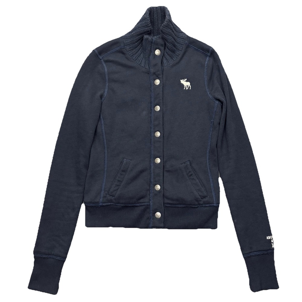 Y2K Abercrombie & Fitch Jacket Sherpa Lined Sz S Blue Knit Bella Swan 00s Preppy